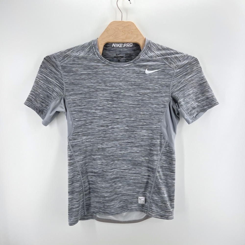 Nike Pro Dri-FIT Fitted Training Shirt Medium Gray Space Dye Performance Gym Top